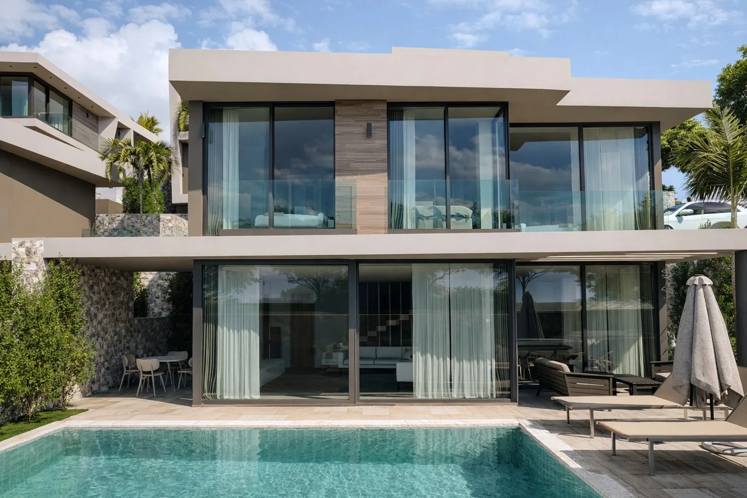 BaRiviera villa cephesi ve özel havuz