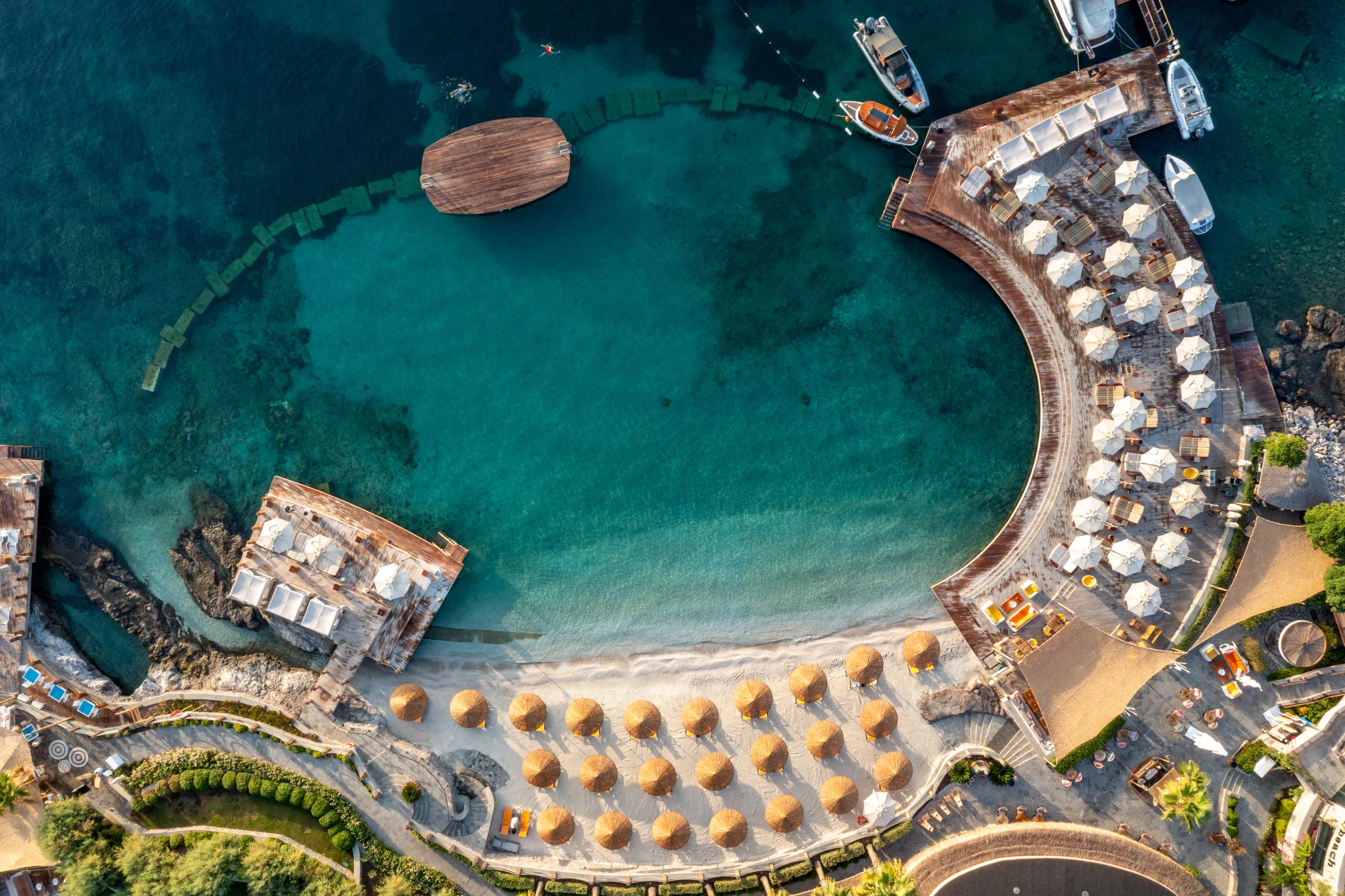 Caresse beach and jetty aerial