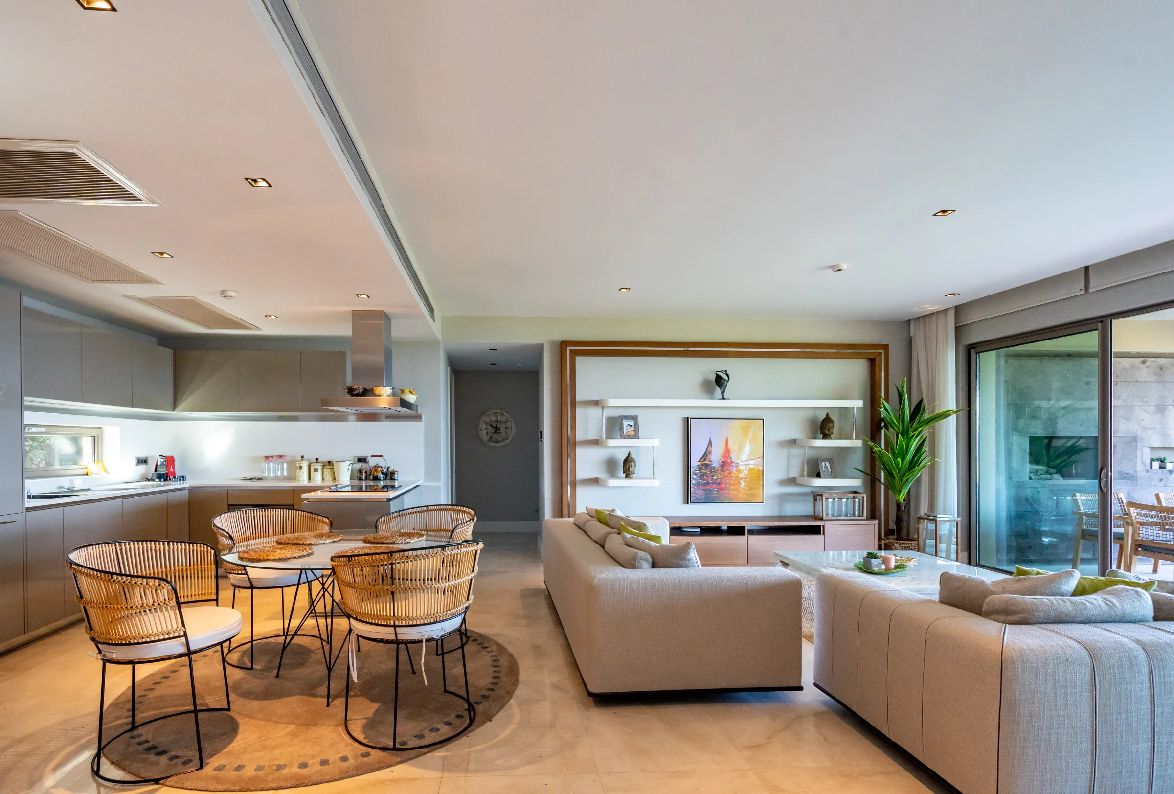 Caresse residence living room and kitchen