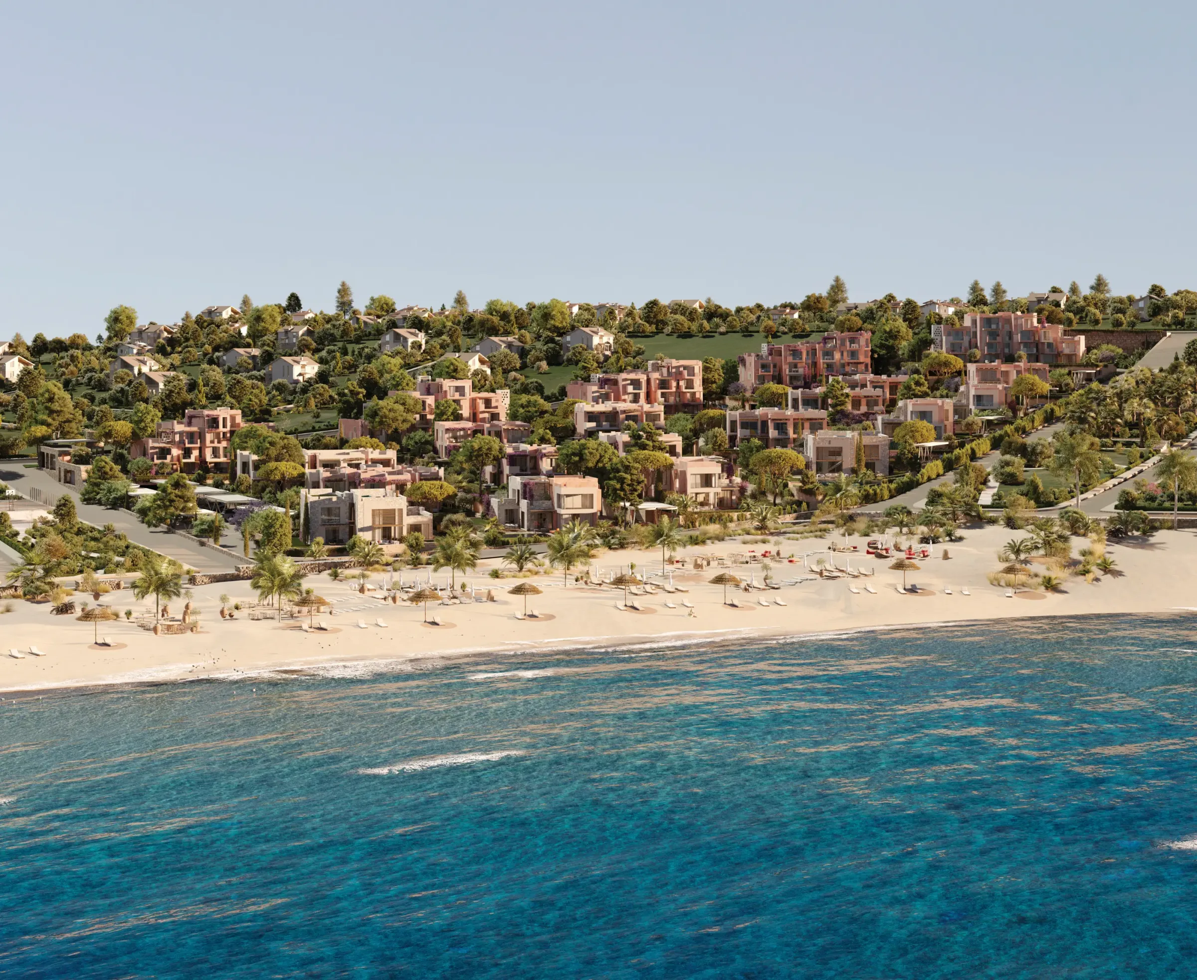 DAP Çeşme and the beach seen from the sea (render)