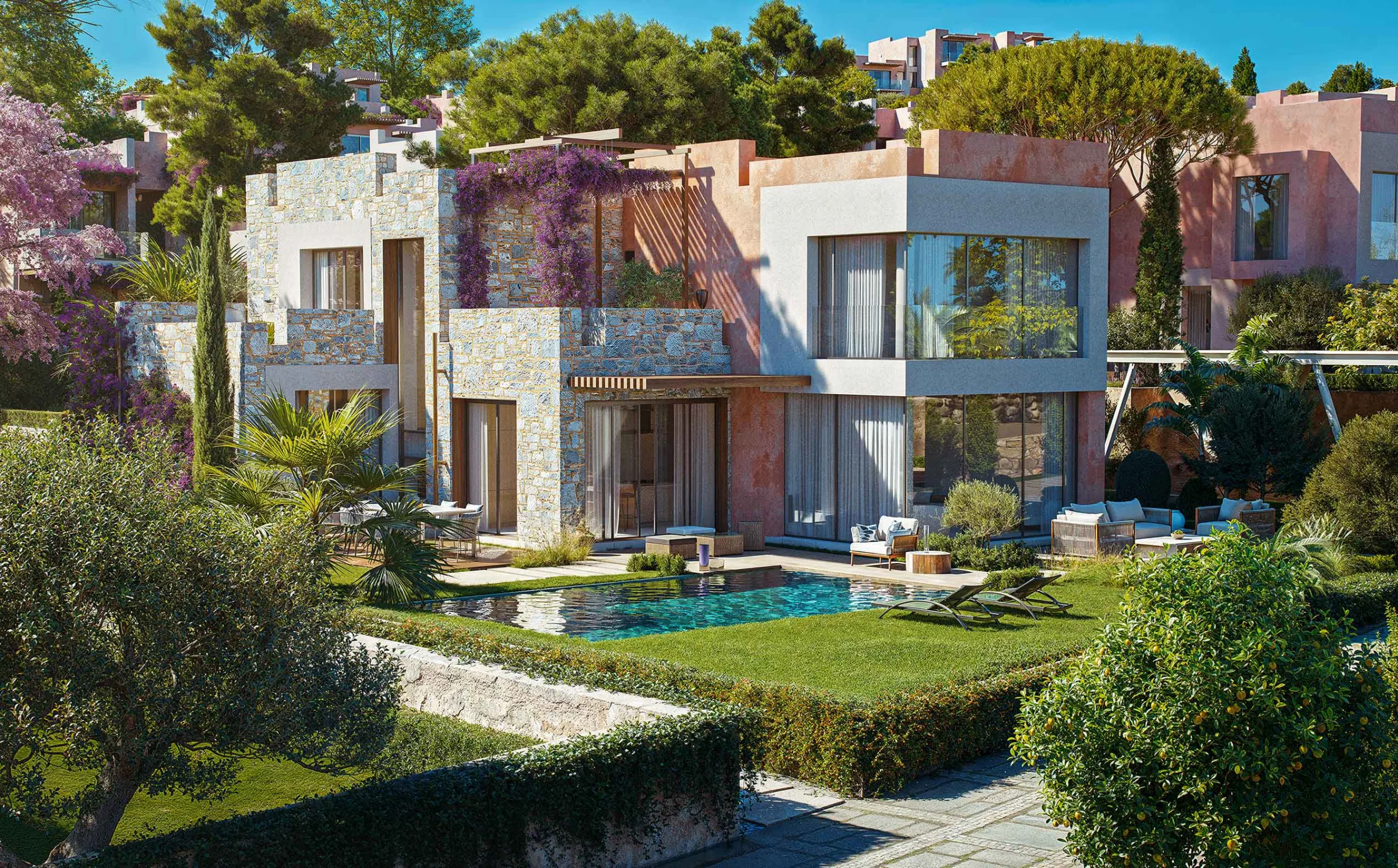 DAP Çeşme villa and front garden (render)