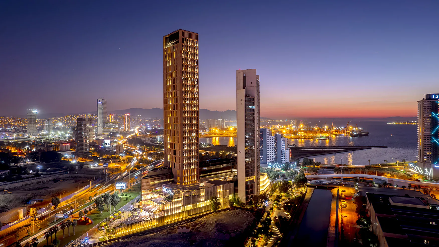 Ege Perla towers in the evening