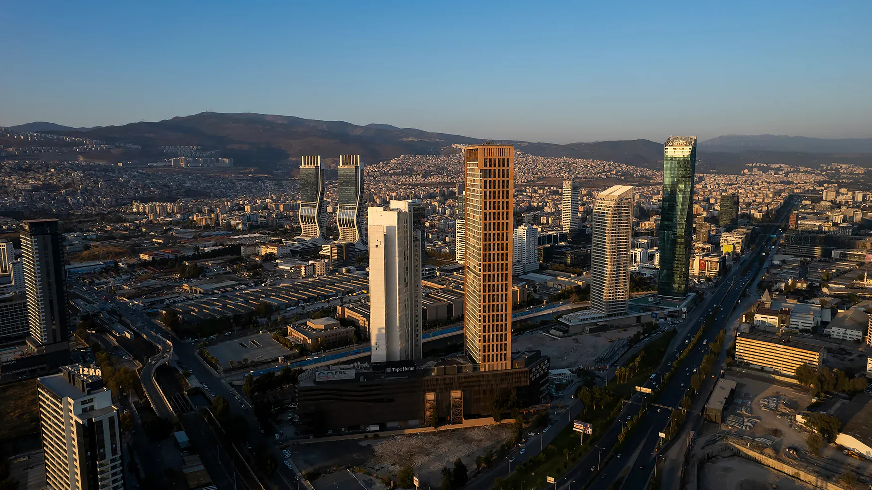Ege Perla towers at sunset