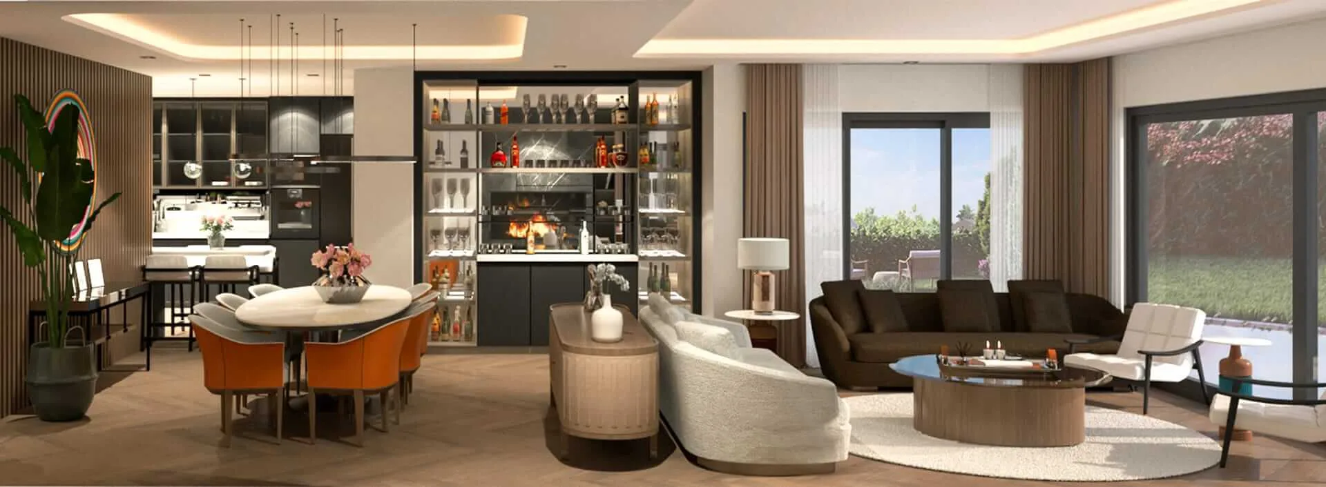 Flamingo villa living and dining area