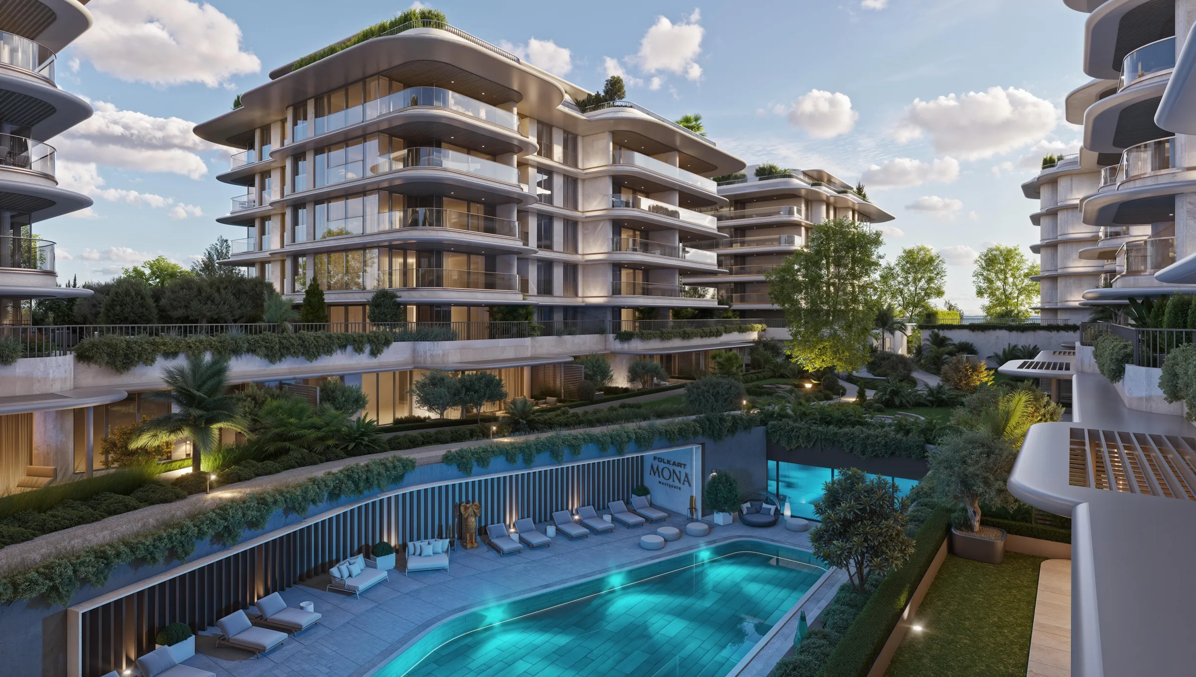 Folkart Mona Mavişehir blocks and pool