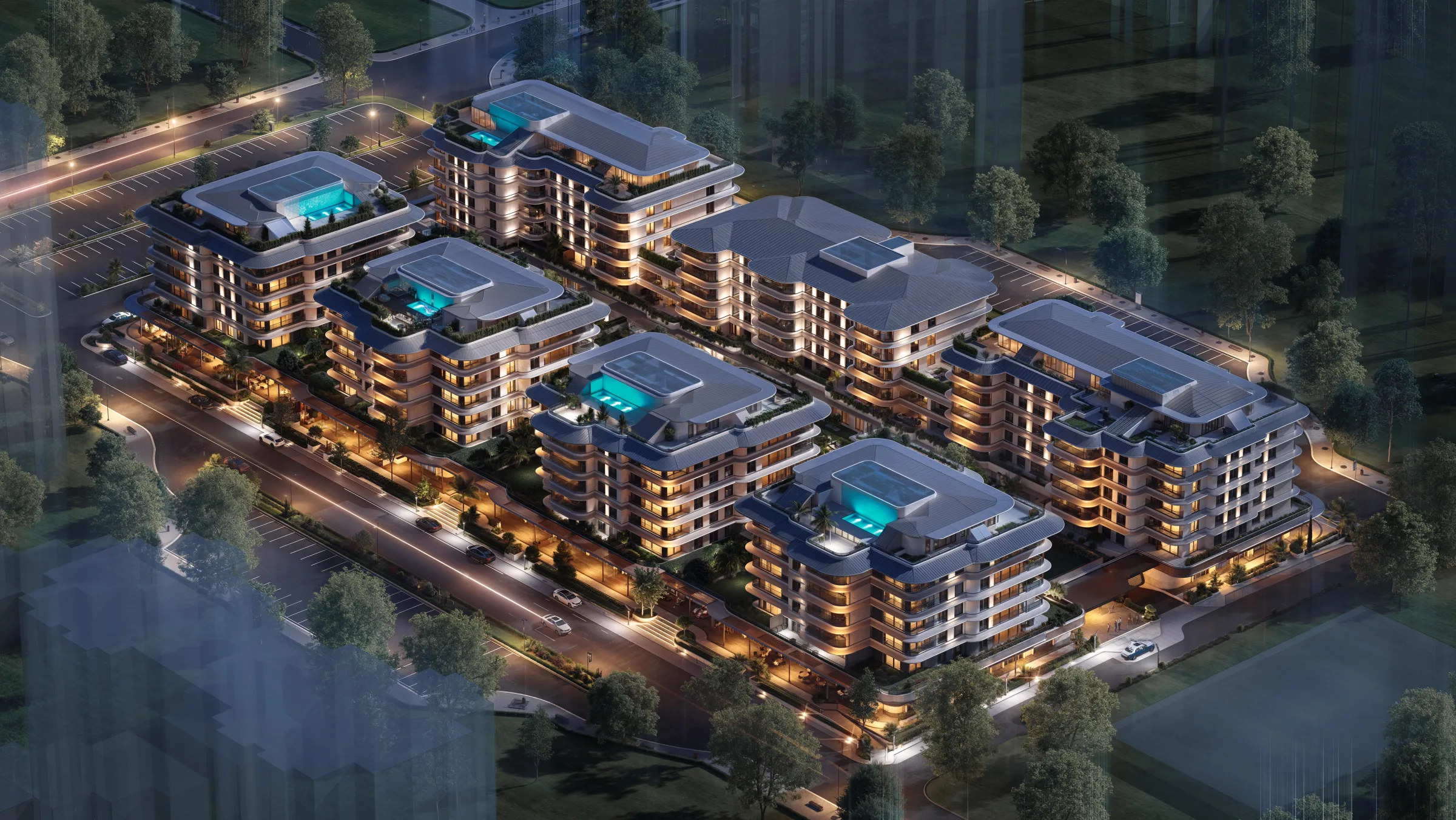 Folkart Mona Mavişehir aerial view at night