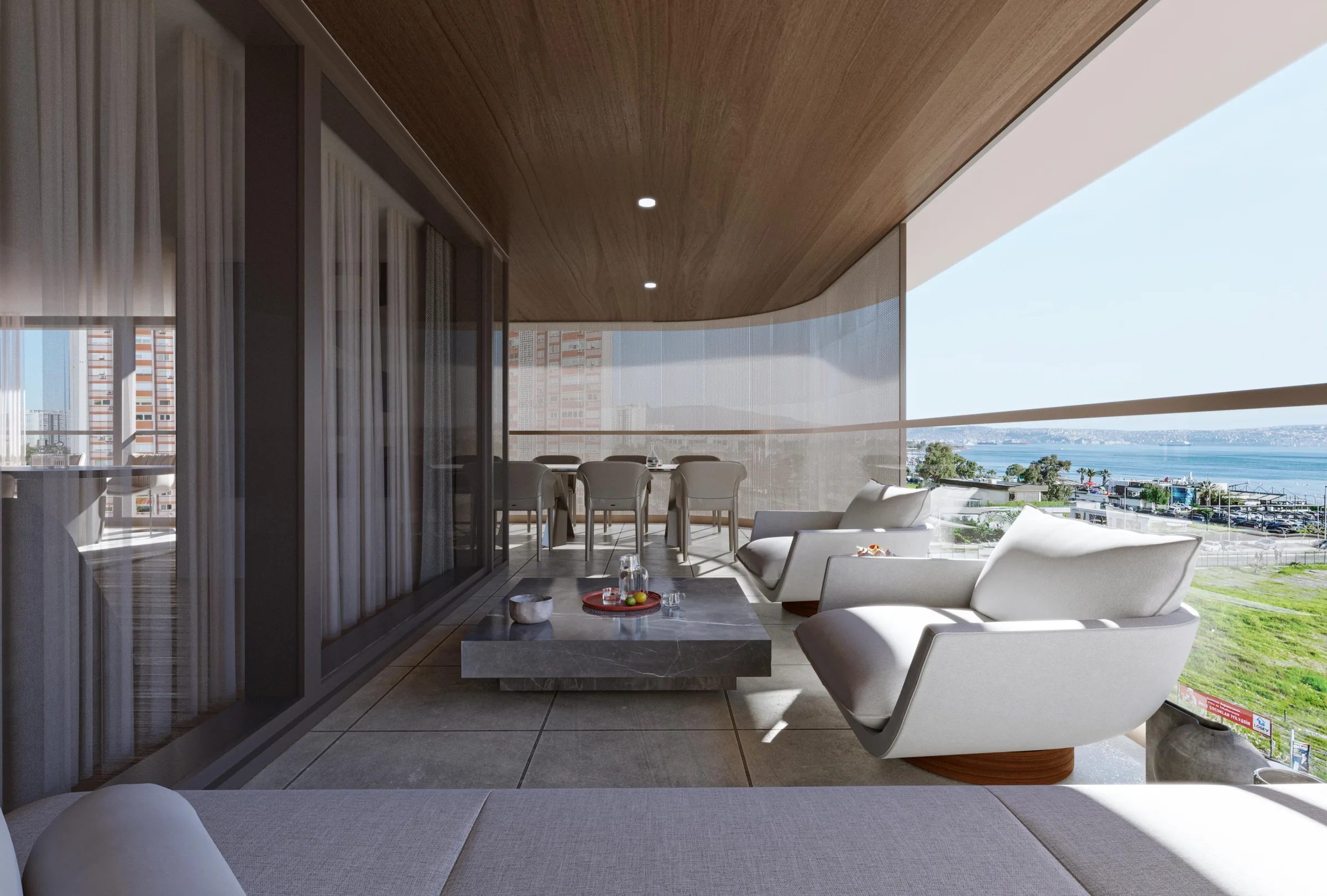 Folkart Mona Mavişehir terrace lounge with sea view
