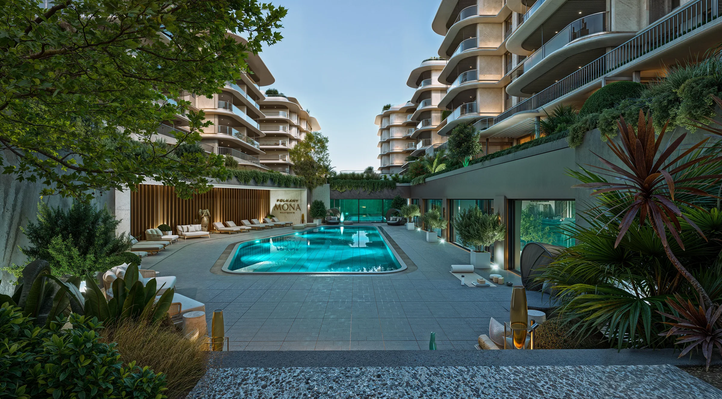 Folkart Mona Mavişehir courtyard pool