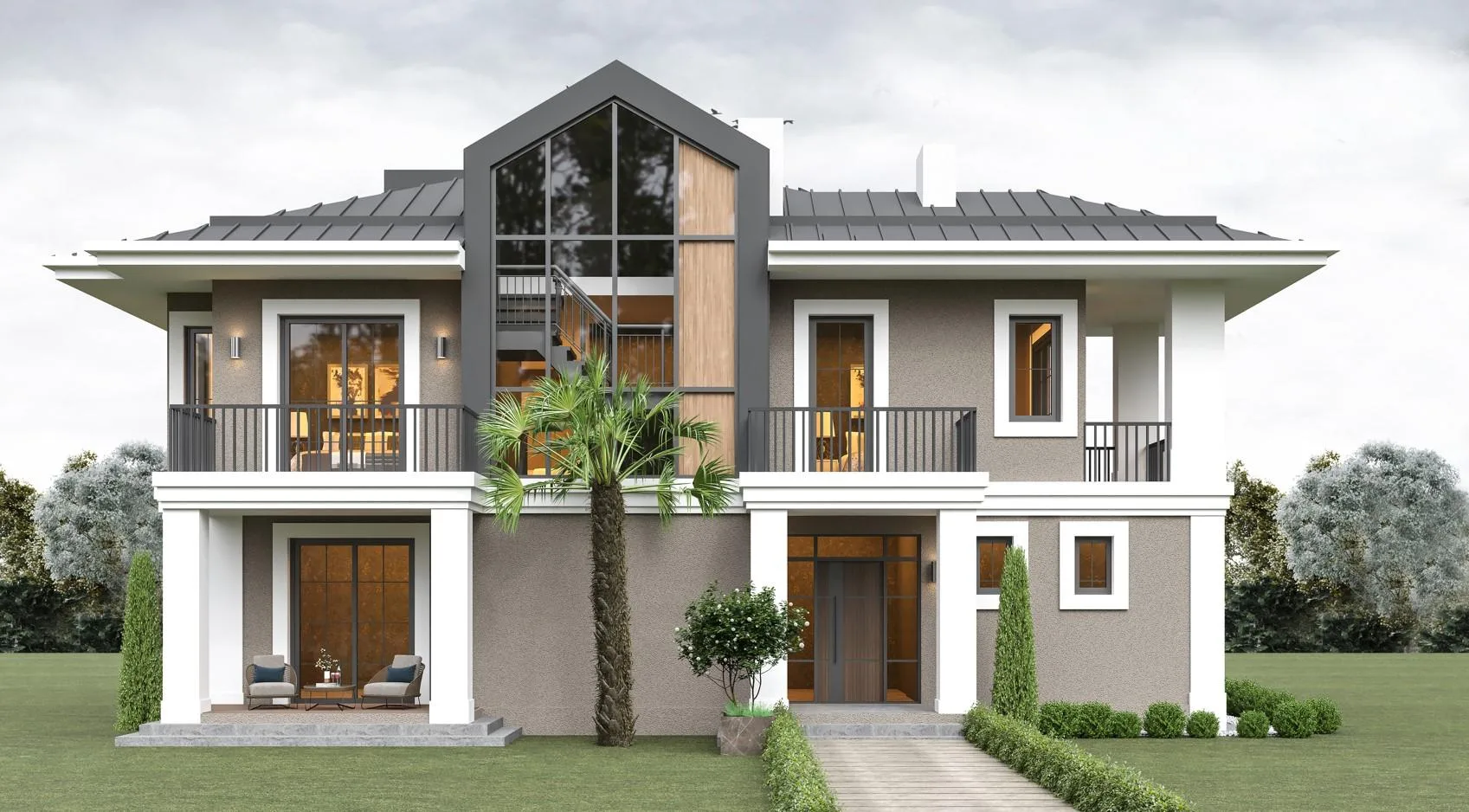 Kemer Country Su Evleri villa entrance and front garden