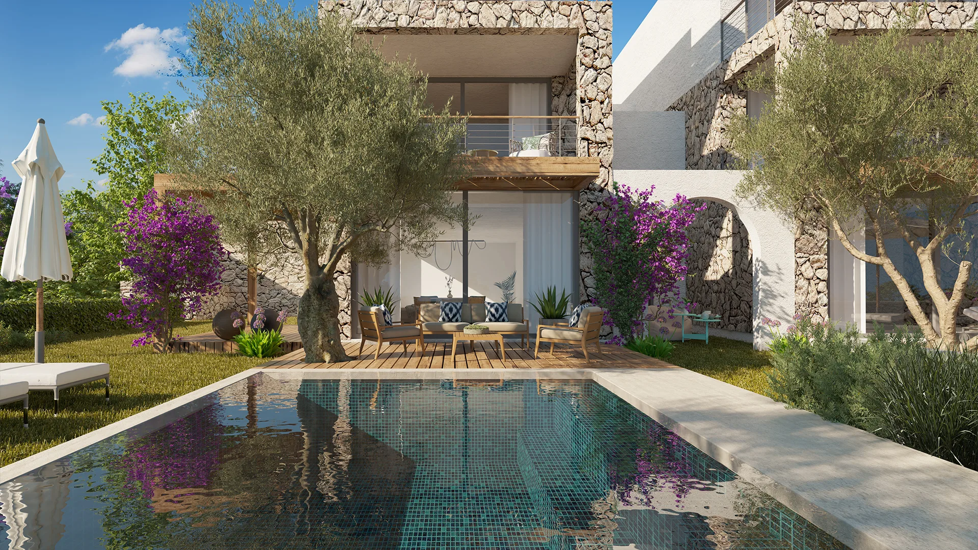 Villa ön bahçesi ve havuz, görselleştirme