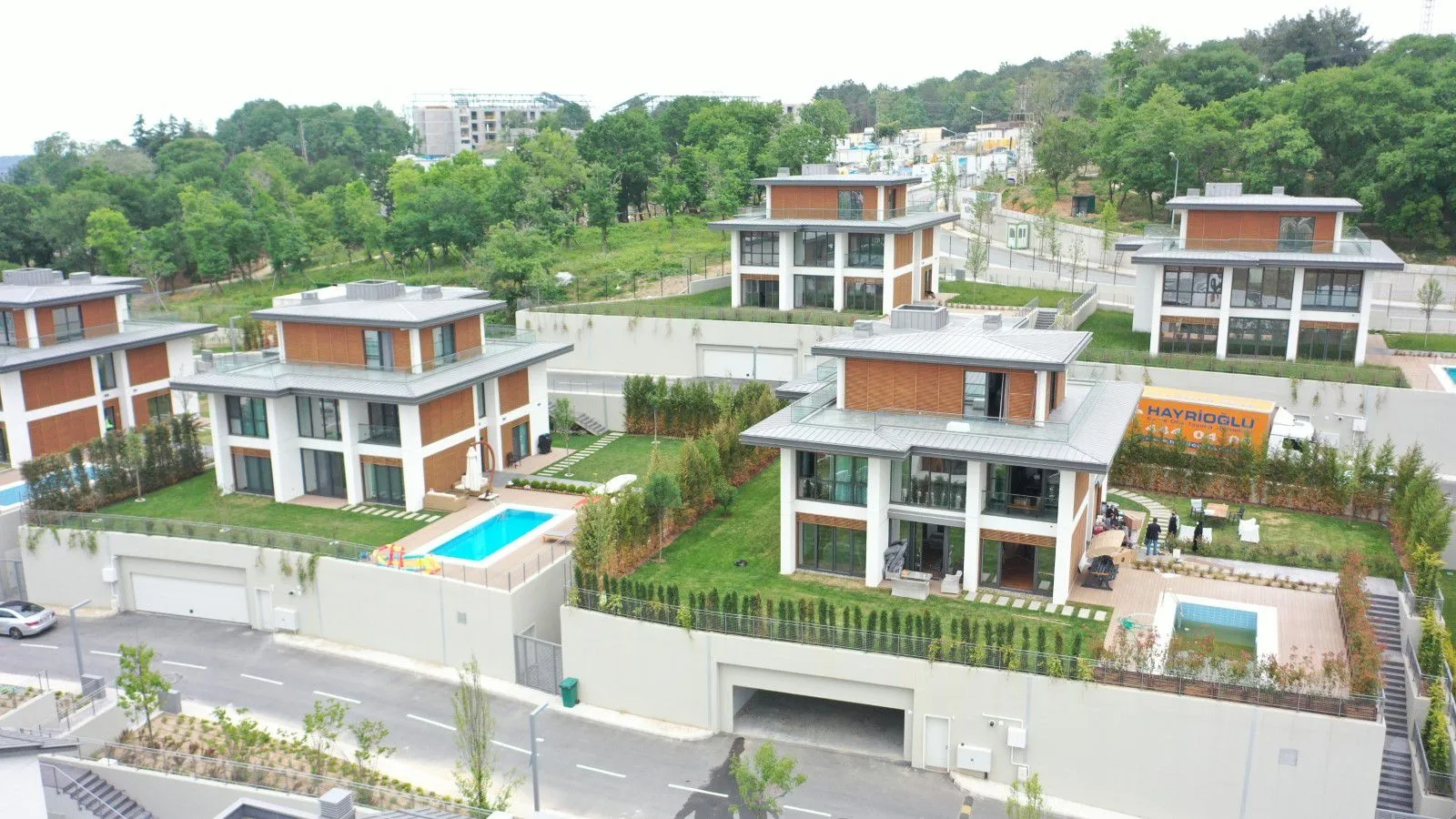 Koy Zekeriyakoy villas with pools, drone view
