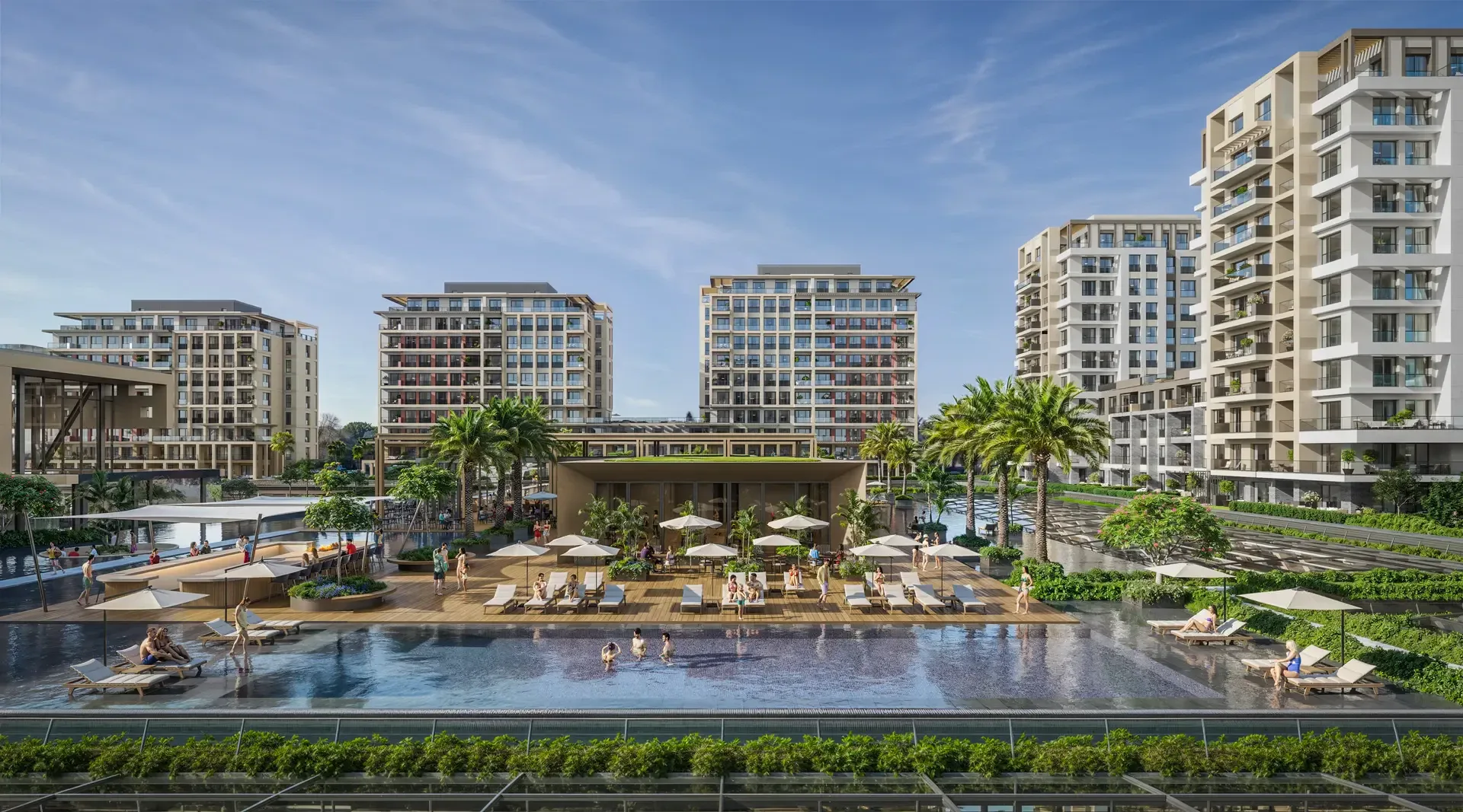 LUViYA pool and residential blocks
