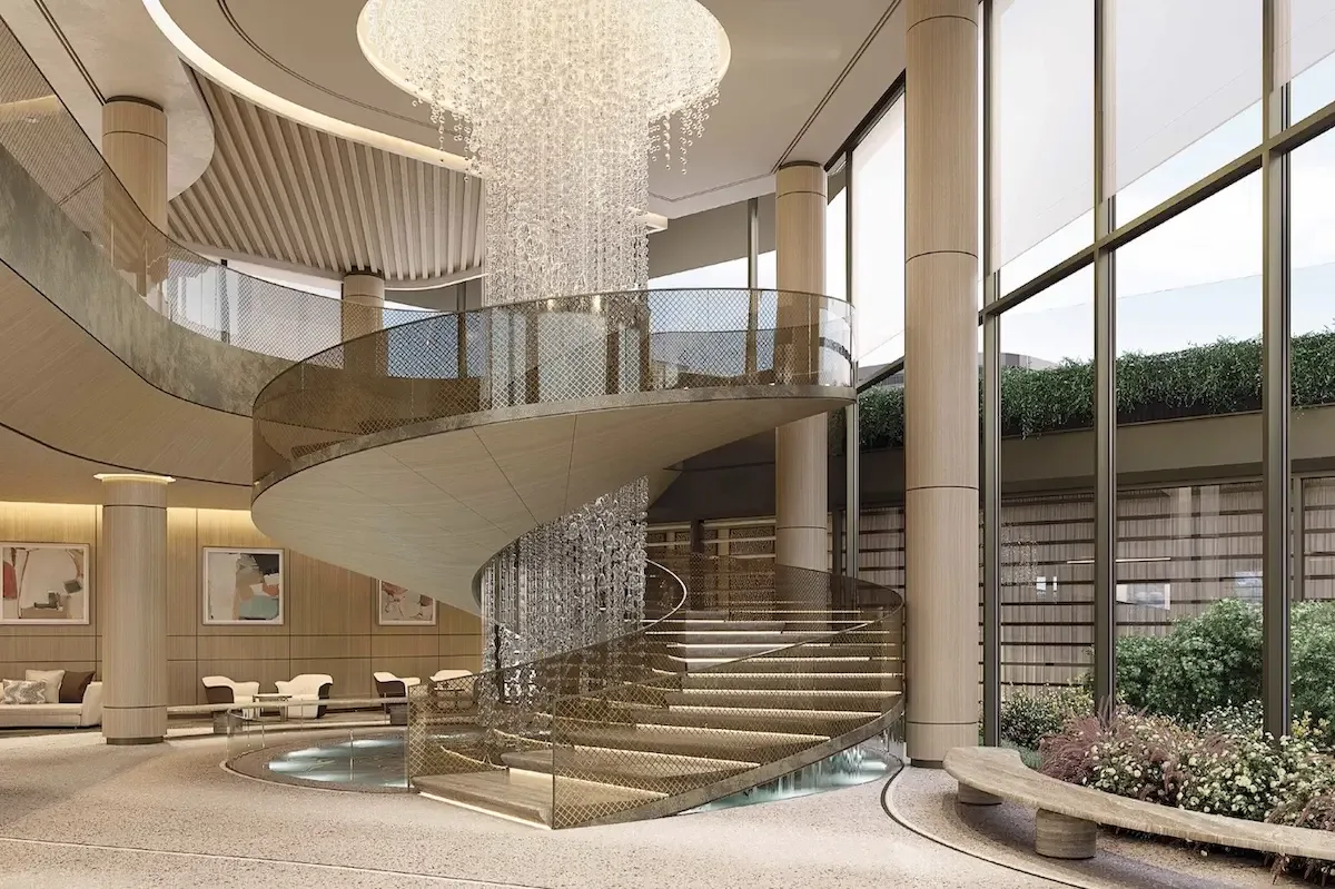 The Residences at Mandarin Oriental Etiler lobi ve spiral merdiven