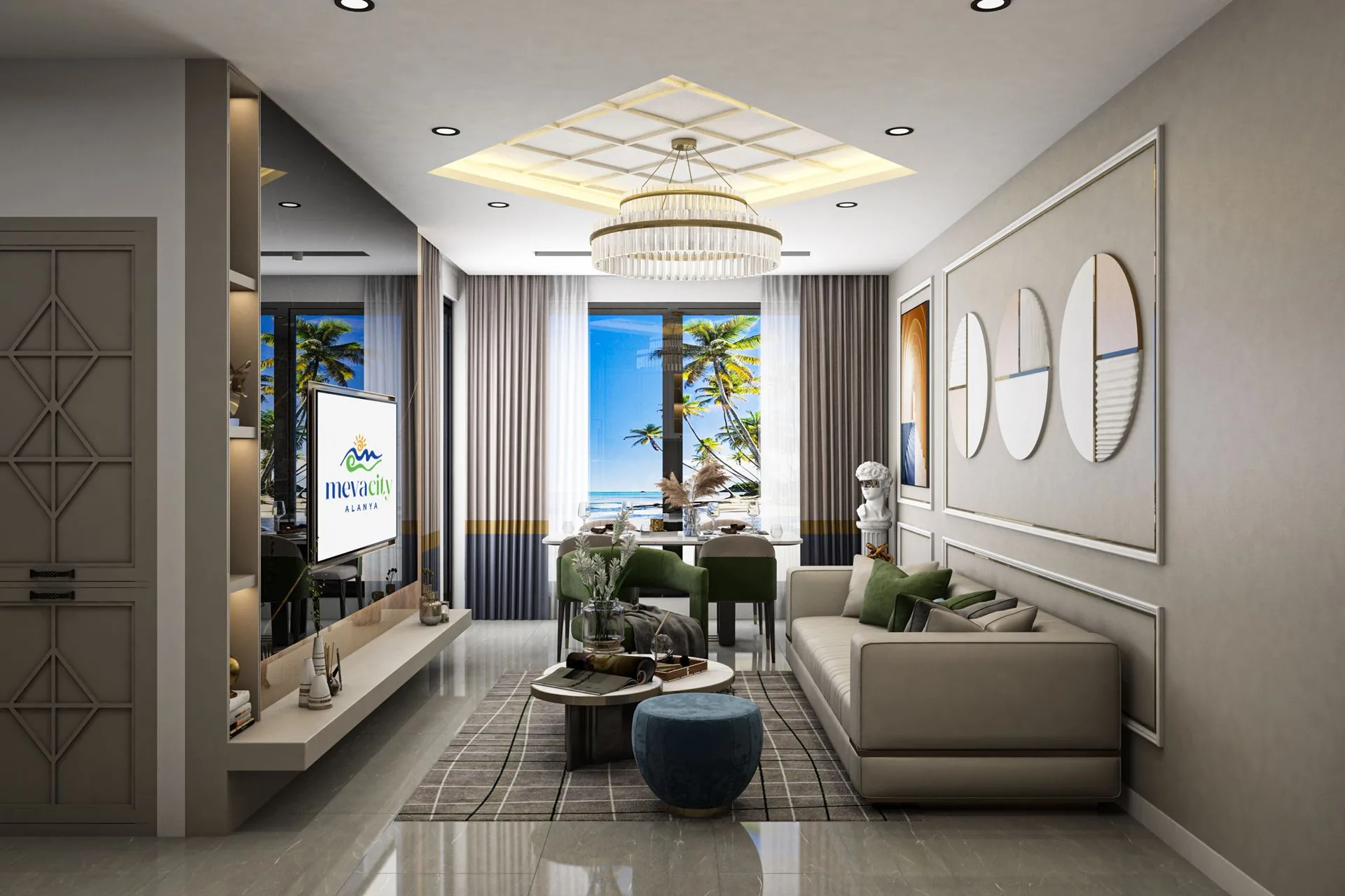 MevaCity Alanya örnek daire salon ve balkon