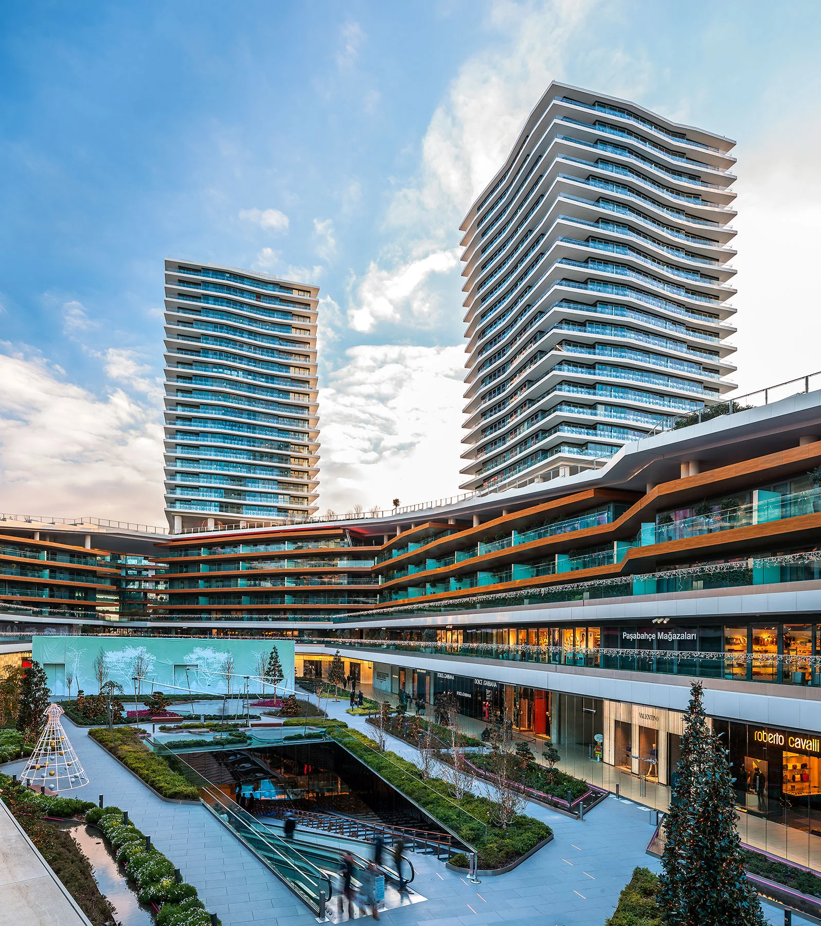 Zorlu Center terraced landscaping and pool