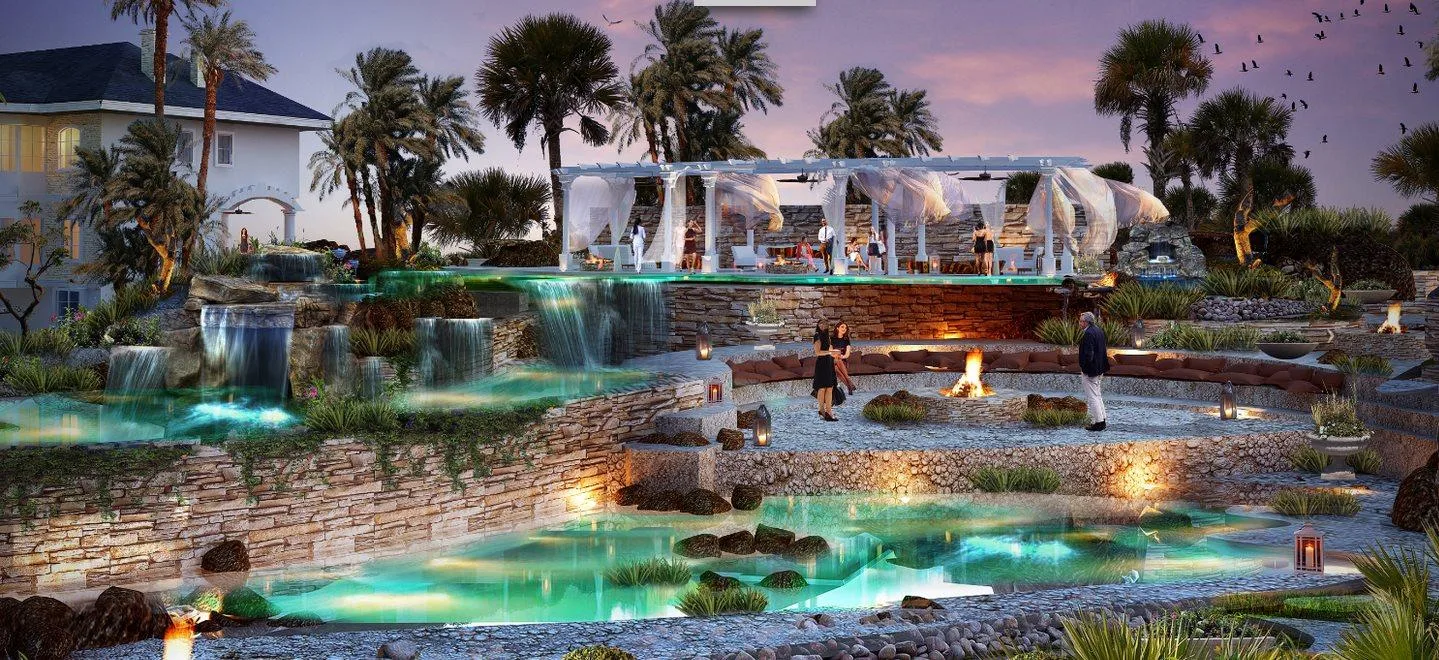 Riva Hills landscaped water features