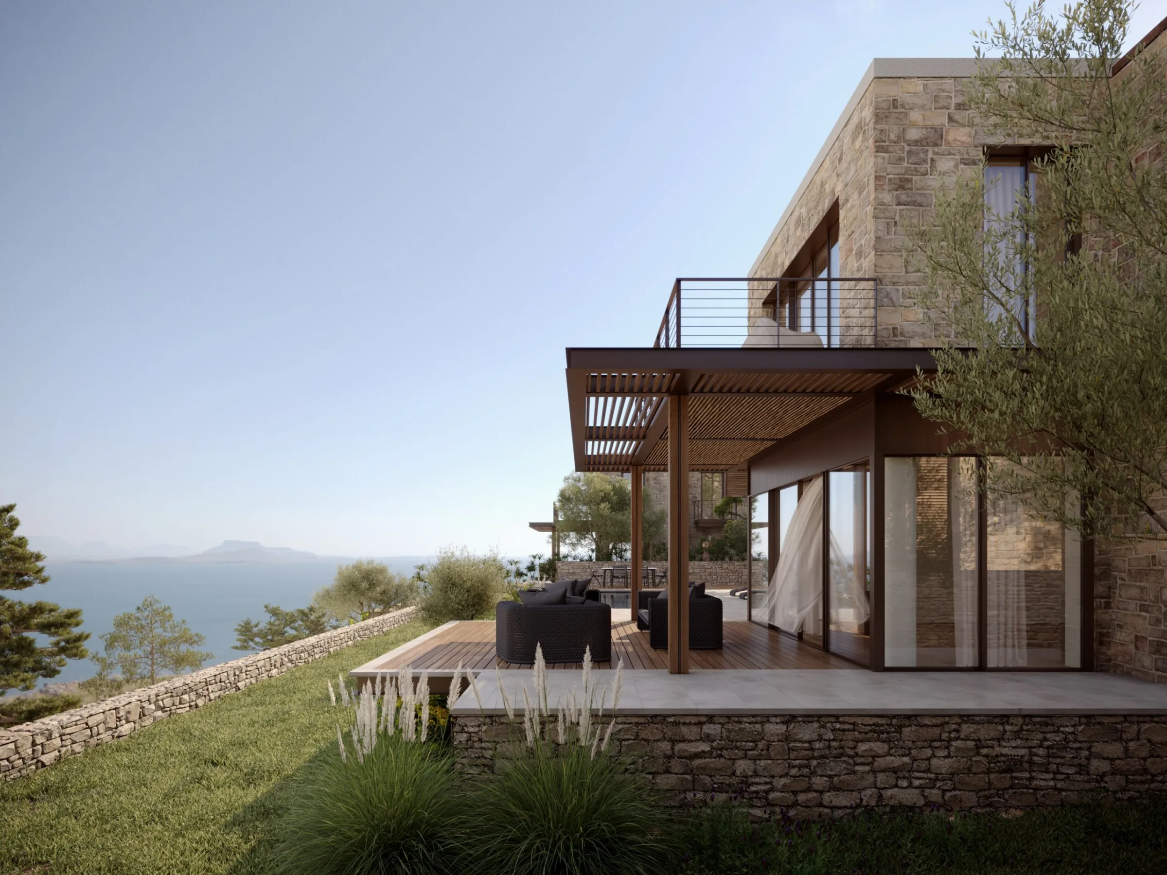 Seba Gölköy deniz manzaralı villa terası