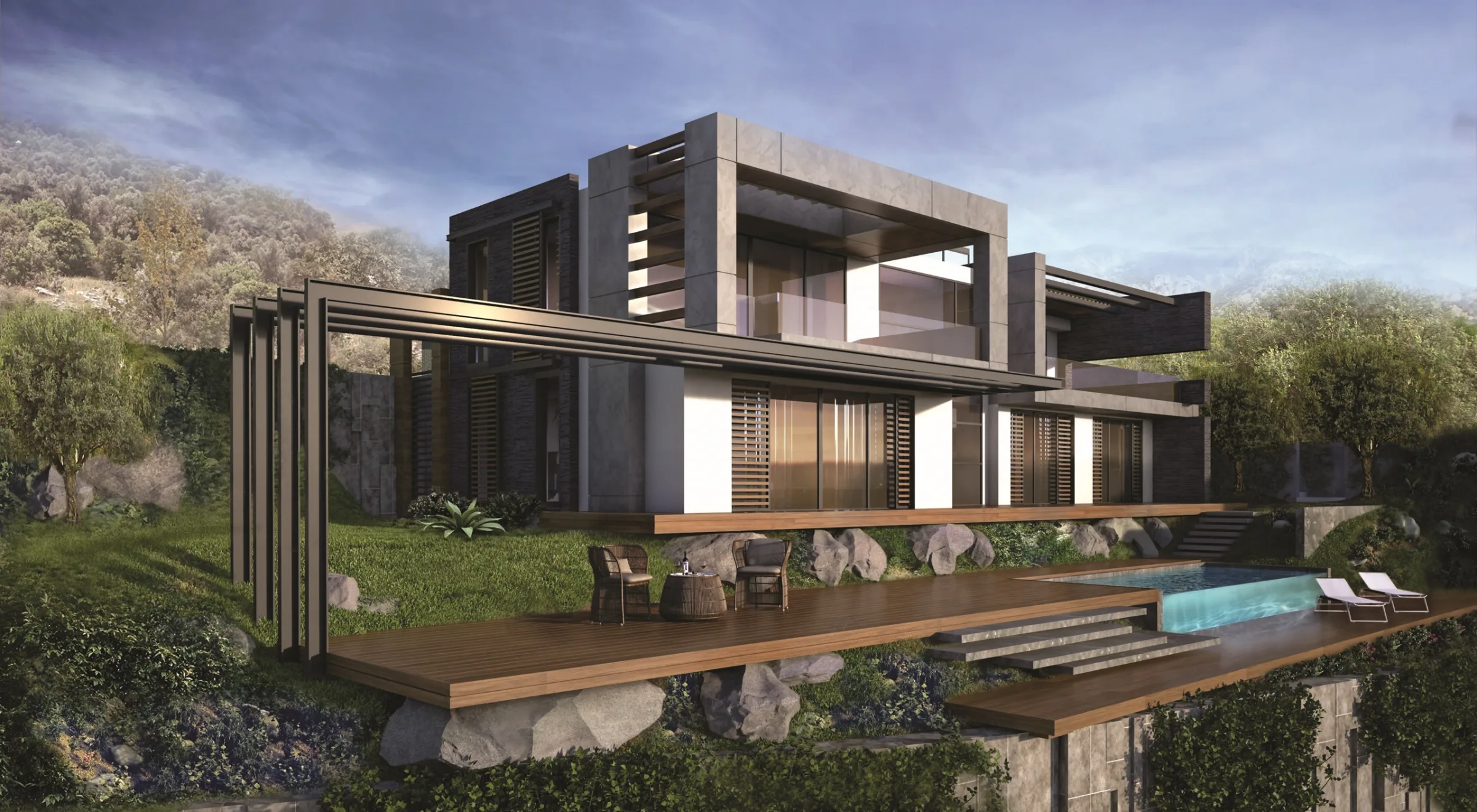 Seba Küçükbük Evleri villa, ahşap teras ve havuz