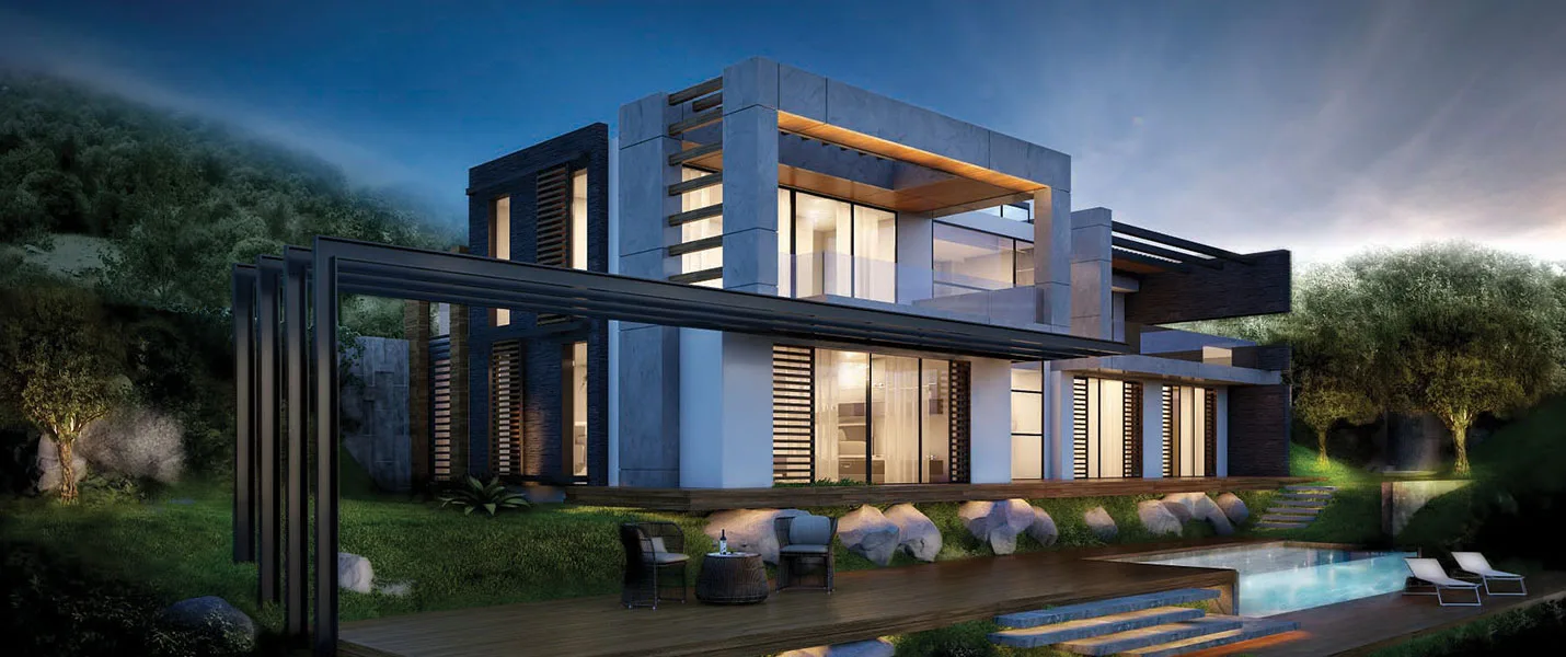 Seba Küçükbük Evleri villa akşam görünümü