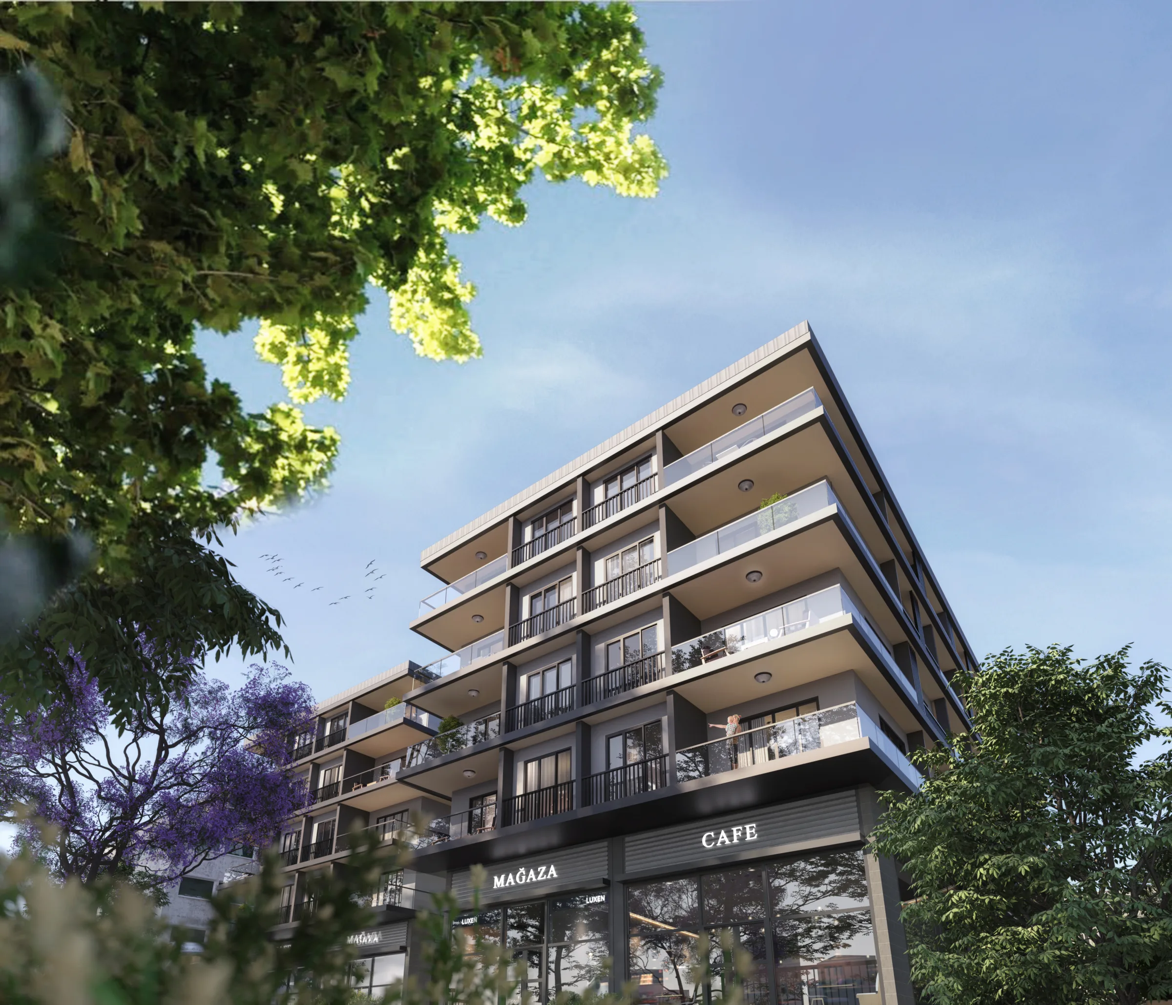 Seba Nest cephe ve ağaçlar
