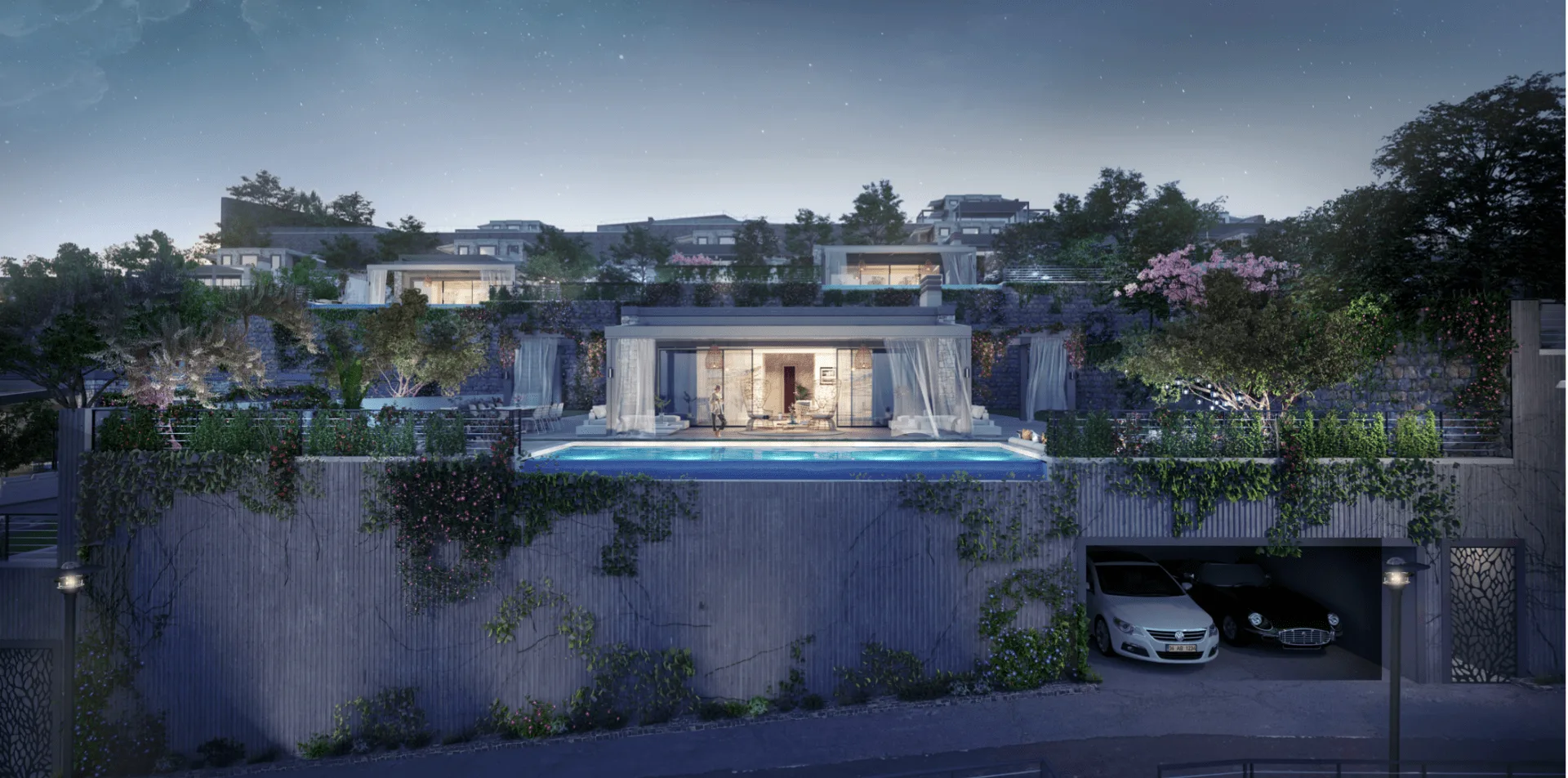 Seba Taşevler villa at night