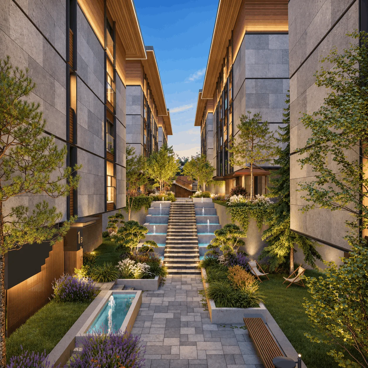 Seba Ulus Konakları landscaped courtyard between blocks