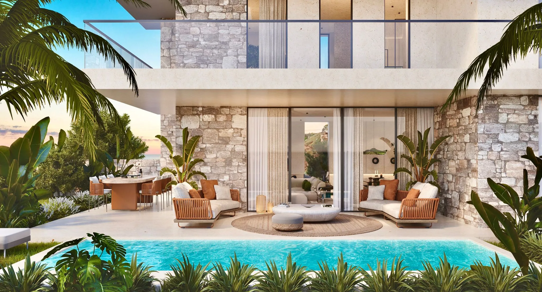 Seba Yıldızburnu villa terrace and private pool rendering