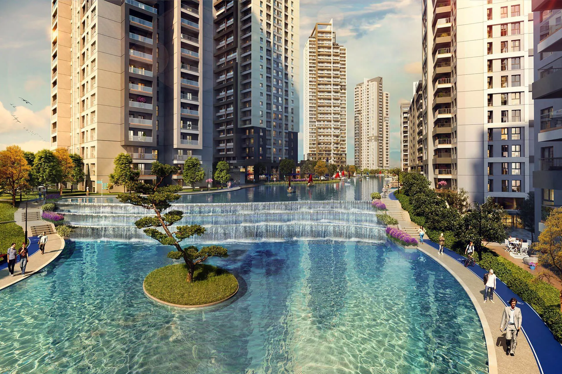 Marina Ankara havuz ve su kanalları (render)