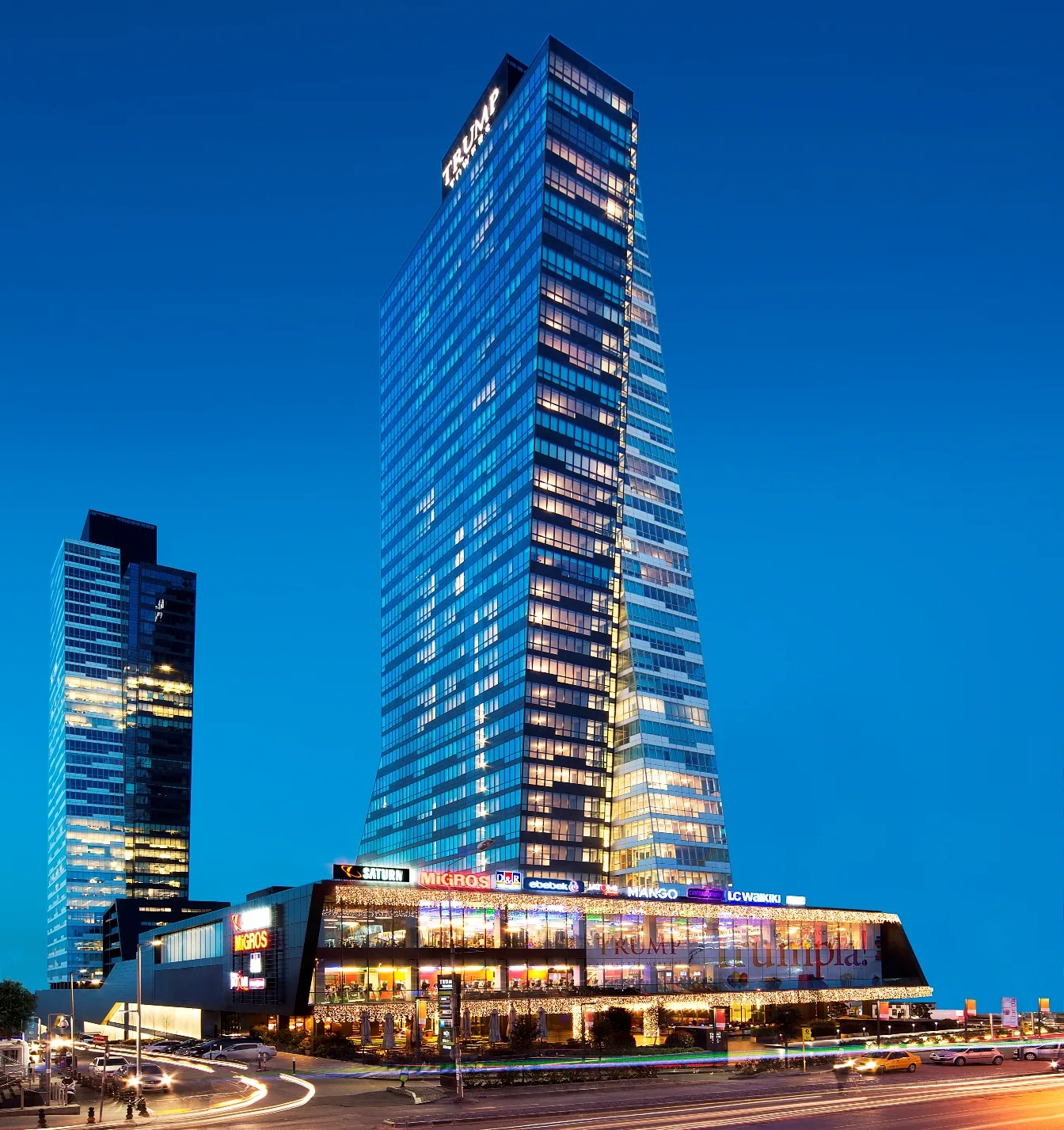 Trump Towers Istanbul exterior at dusk