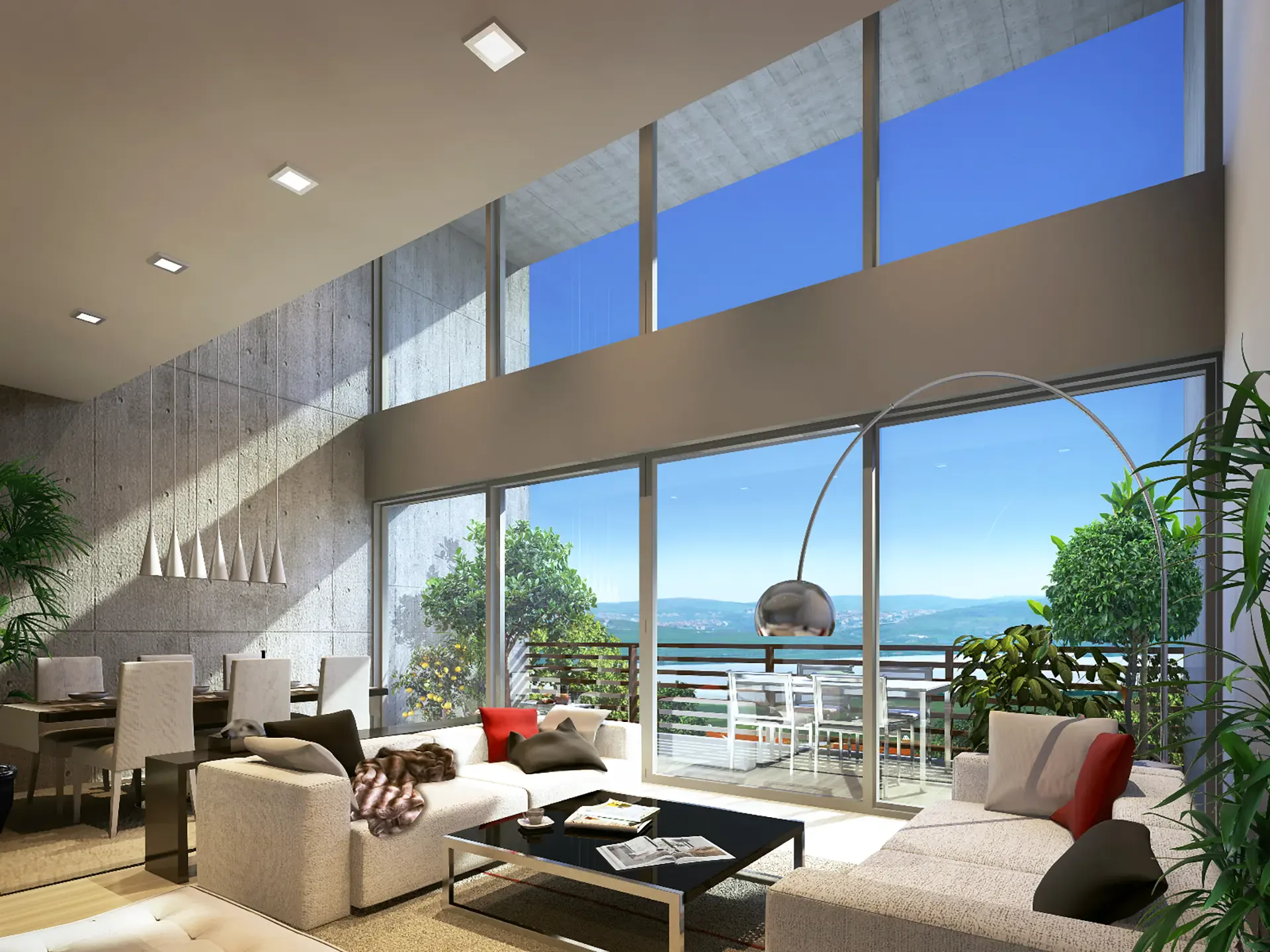 West Blocks yüksek tavanlı salon ve yemek alanı